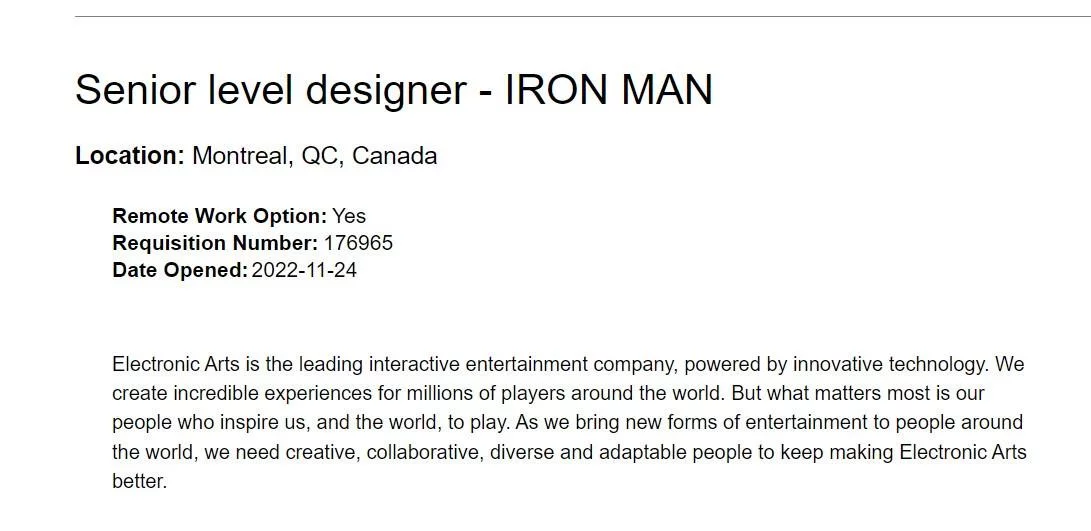 EA游戏《漫威钢铁侠》将采用Unreal引擎开发