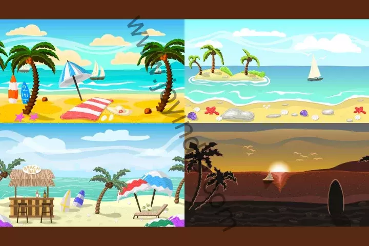 海滩2D游戏背景